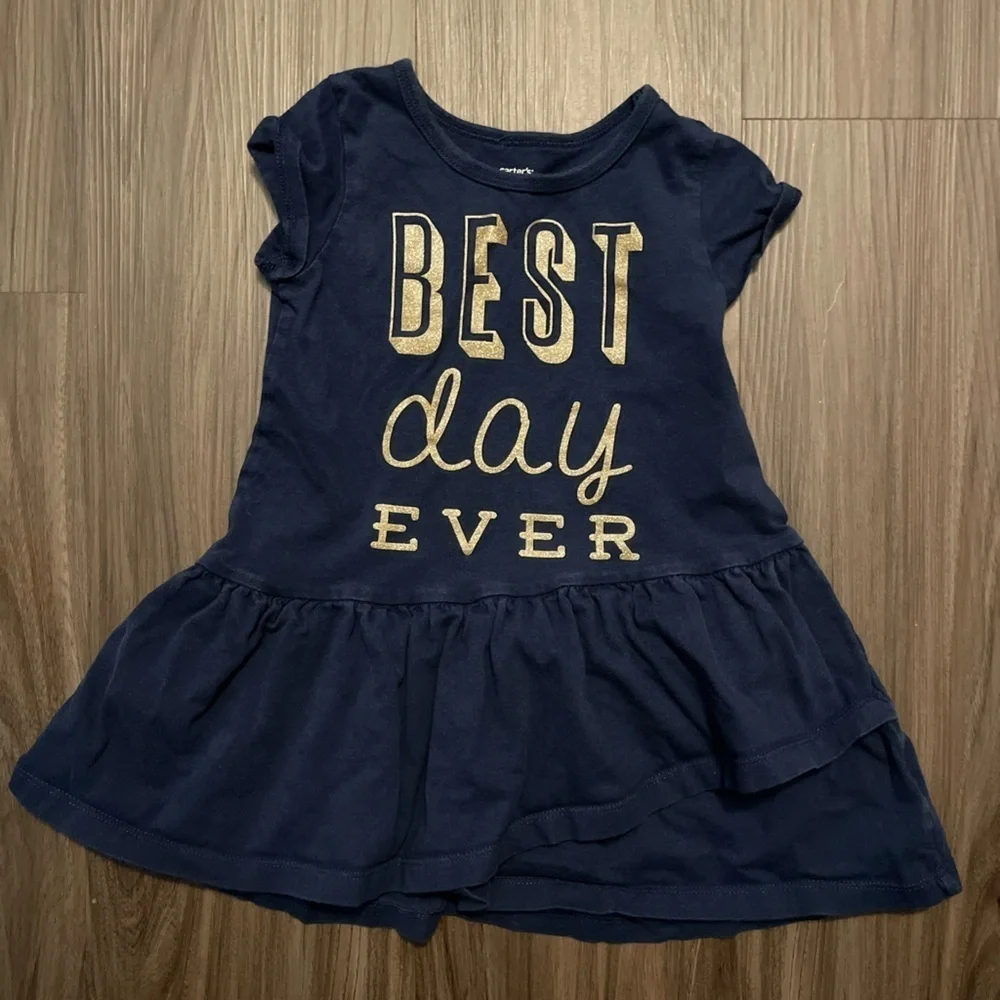 Carter's Blue and Gold “Best Day Ever “ Flutter Sleeve Sundress size 2T